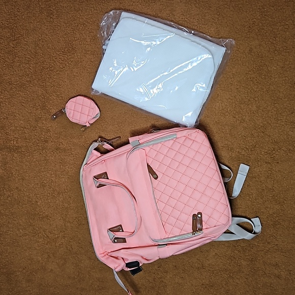 Multi-function Large Capacity Diaper Bag Backpack (Pink) - Picture 12 of 12